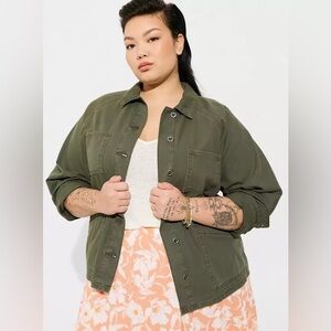 Torrid‎ Canvas Raglan Chore Jacket In Olive Green Size 2X